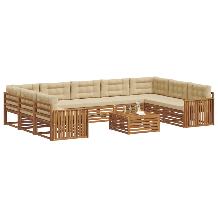 Udendørs sofagruppe 10 stk. Naturlig og Beige Massivt Akacietræ