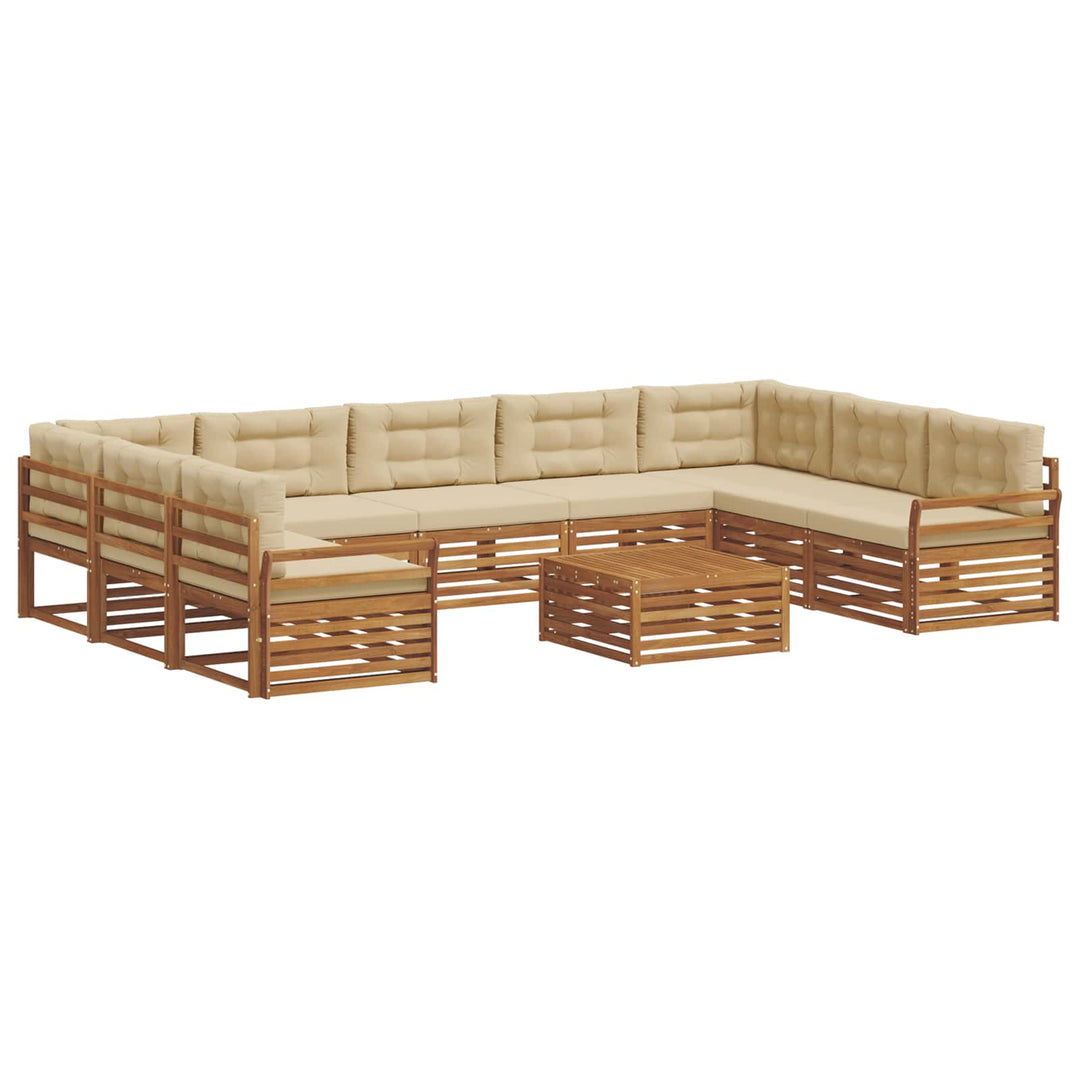 Udendørs sofagruppe 10 stk. Naturlig og Beige Massivt Akacietræ