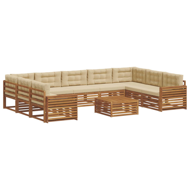 Udendørs sofagruppe 10 stk. Naturlig og Beige Massivt Akacietræ