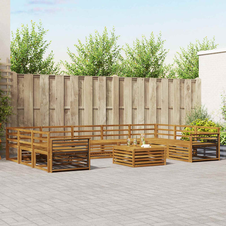 Sofasæt 10 pcs Naturfarvet Massivt Akacietræ