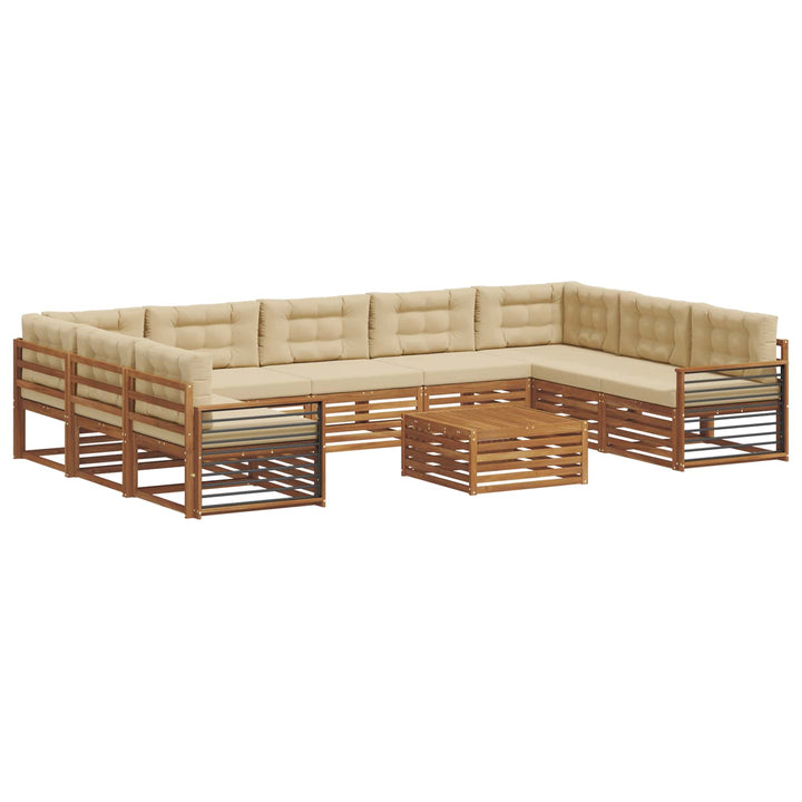 Udendørs sofagruppe 10 stk. Naturlig og Beige Massivt Akacietræ