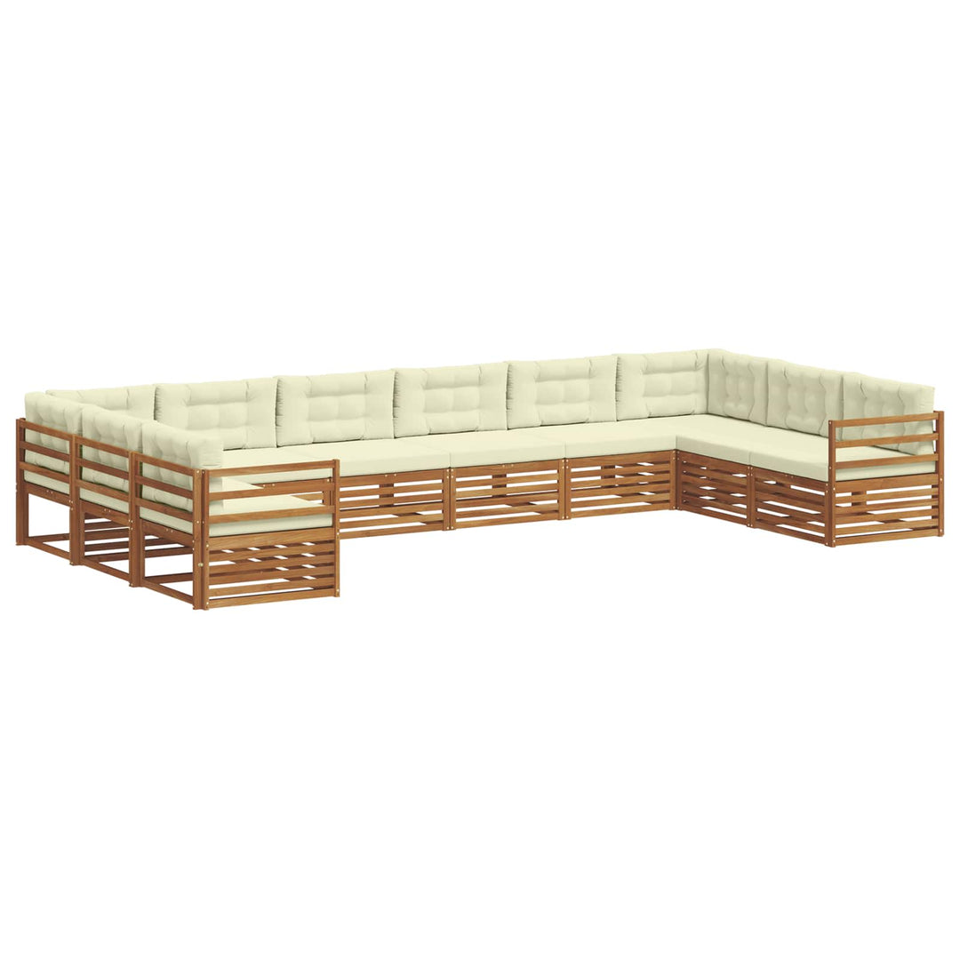 Sofasæt med pude 3 pcs Naturlig og Fløde Massivt Akacietræ