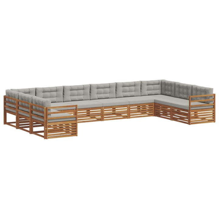 Sofasæt med pude 5 pcs Naturlig og Lys Grå Massivt Akacietræ