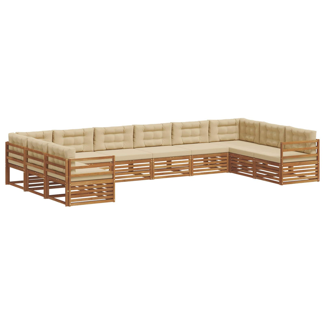 Sofasæt med pude 7 pcs Naturlig og Beige Massivt Akacietræ
