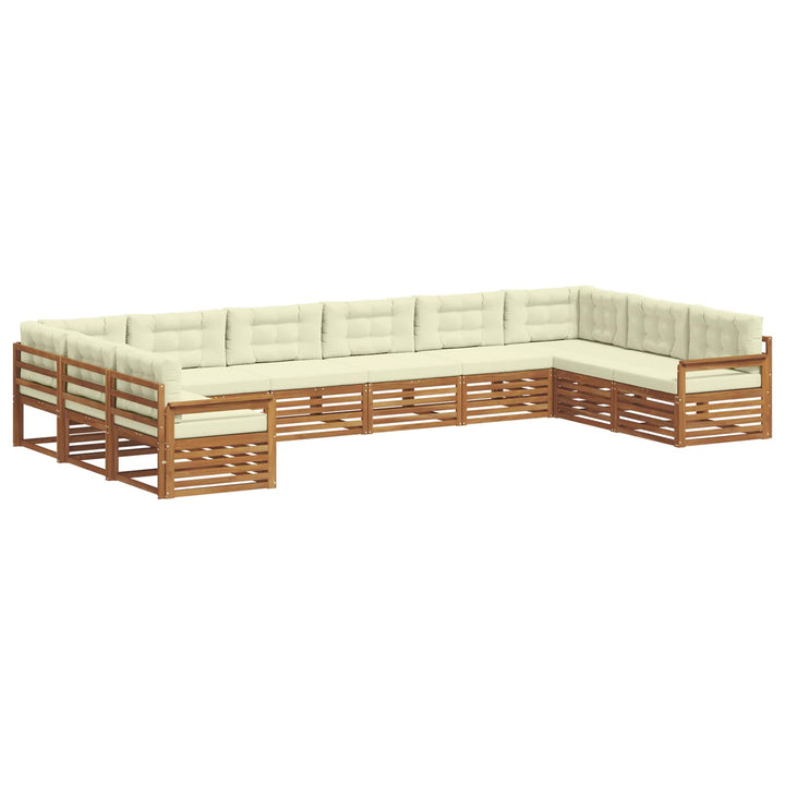 Sofasæt med pude 8 pcs Naturlig og Fløde Massivt Akacietræ