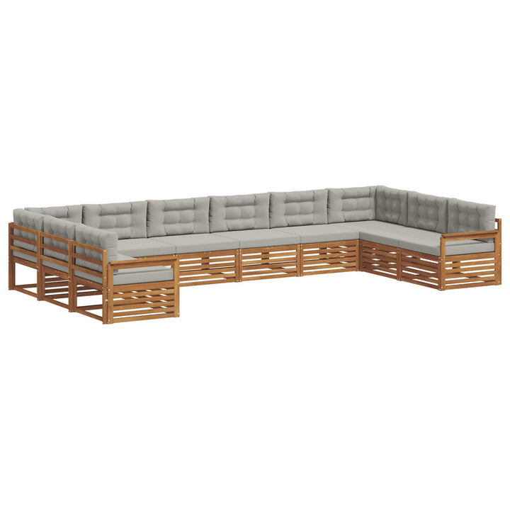 Sofasæt med pude 8 pcs Naturlig og Lys Grå Massivt Akacietræ