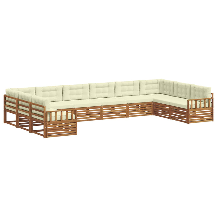 Sofasæt med pude 6 pcs Naturlig og Fløde Massivt Akacietræ