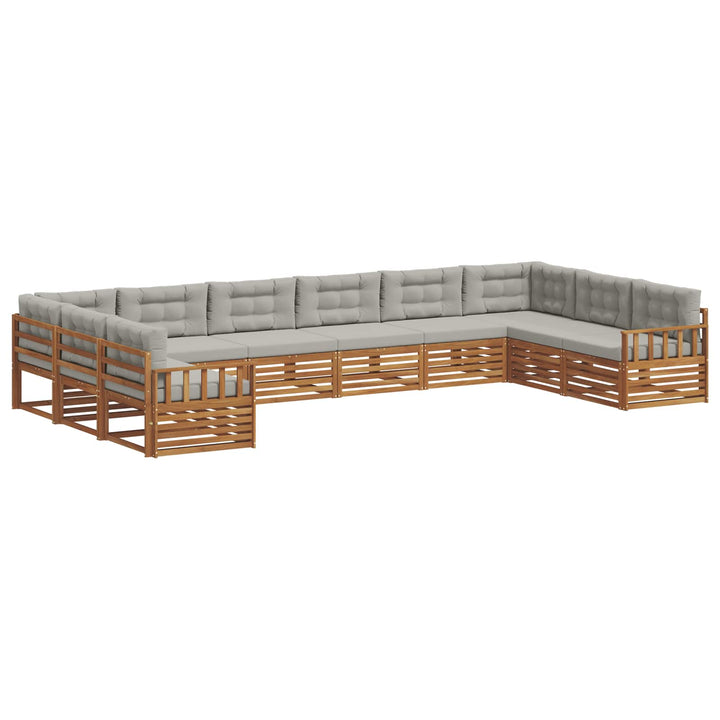 Sofasæt med pude 4 pcs Naturlig og Lys Grå Massivt Akacietræ