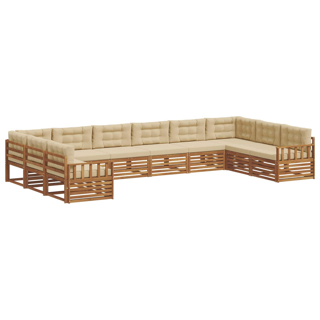 Sofasæt med pude 5 pcs Naturlig og Beige Massivt Akacietræ