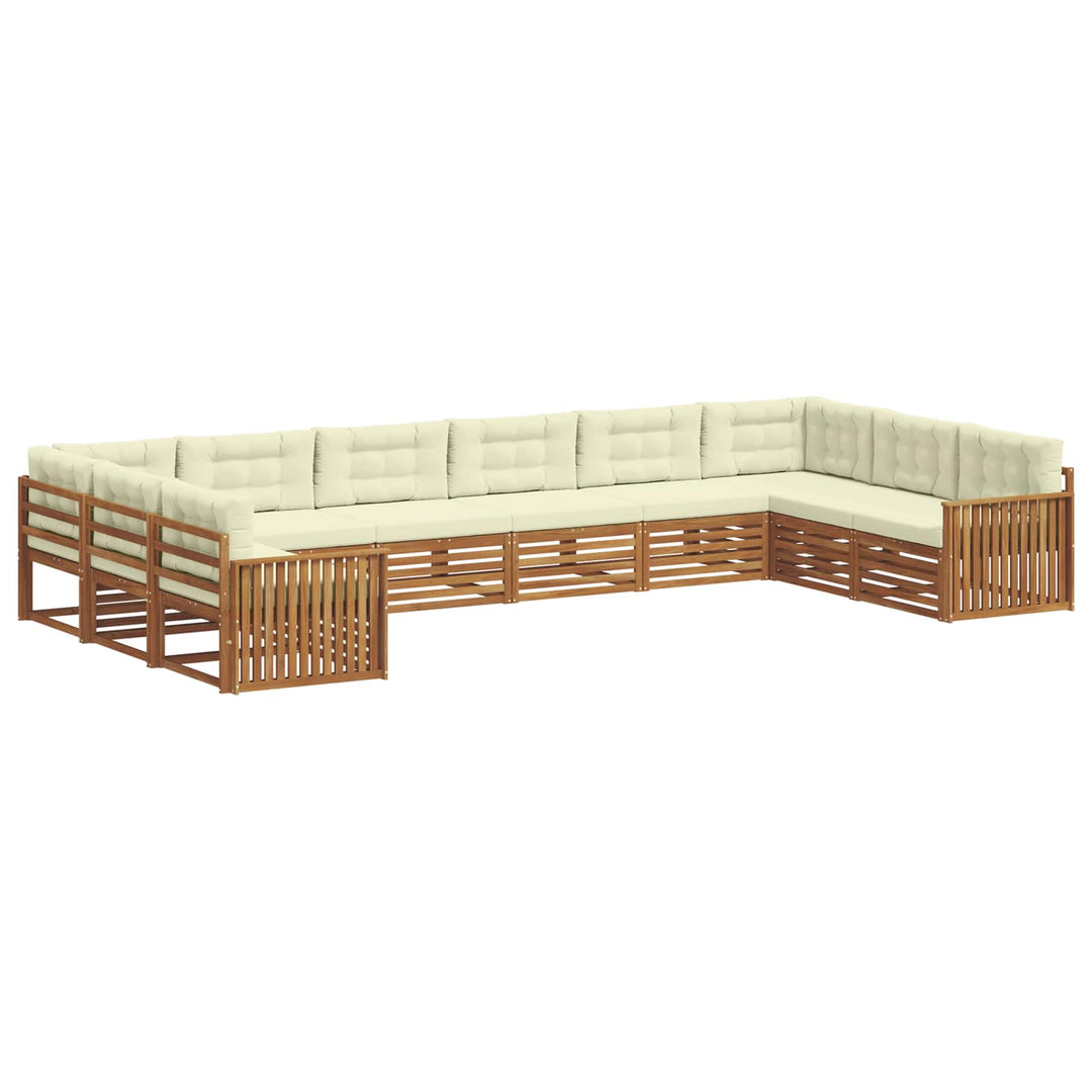 Sofasæt med pude 6 pcs Naturlig og Fløde Massivt Akacietræ
