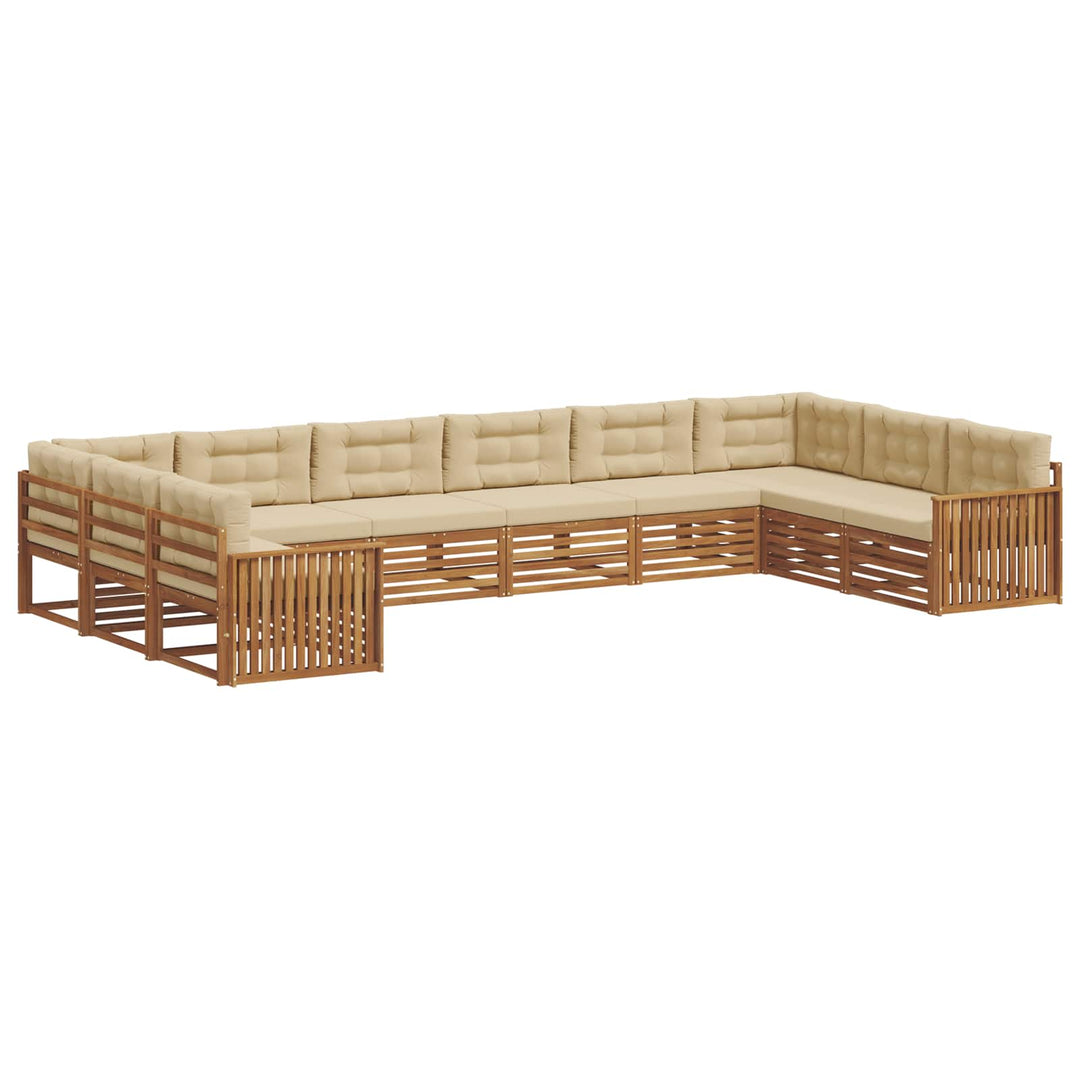 Sofasæt med pude 8 pcs Naturlig og Beige Massivt Akacietræ