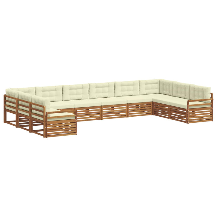 Sofasæt med pude 6 pcs Naturlig og Fløde Massivt Akacietræ