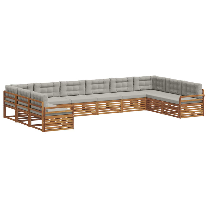 Sofasæt med pude 7 pcs Naturlig og Lys Grå Massivt Akacietræ