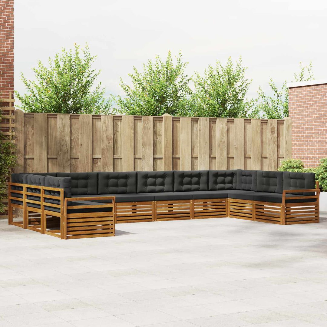 Sofasæt med pude 7 pcs Naturlig og Antracit Massivt Akacietræ
