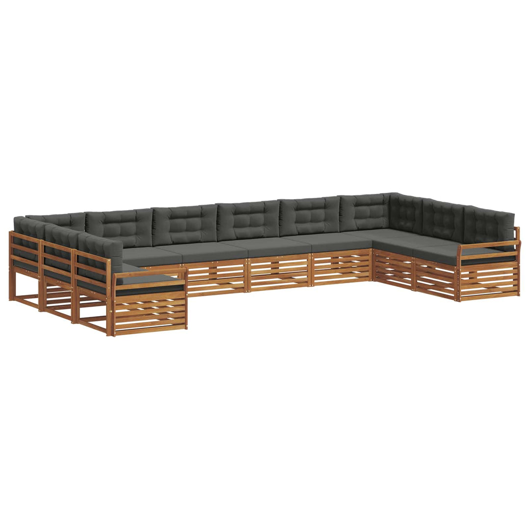 Sofasæt med pude 7 pcs Naturlig og Antracit Massivt Akacietræ