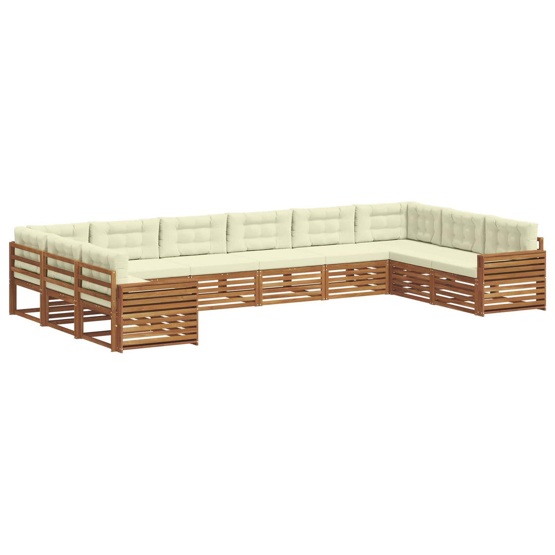 Sofasæt med pude 8 pcs Naturlig og Fløde Massivt Akacietræ