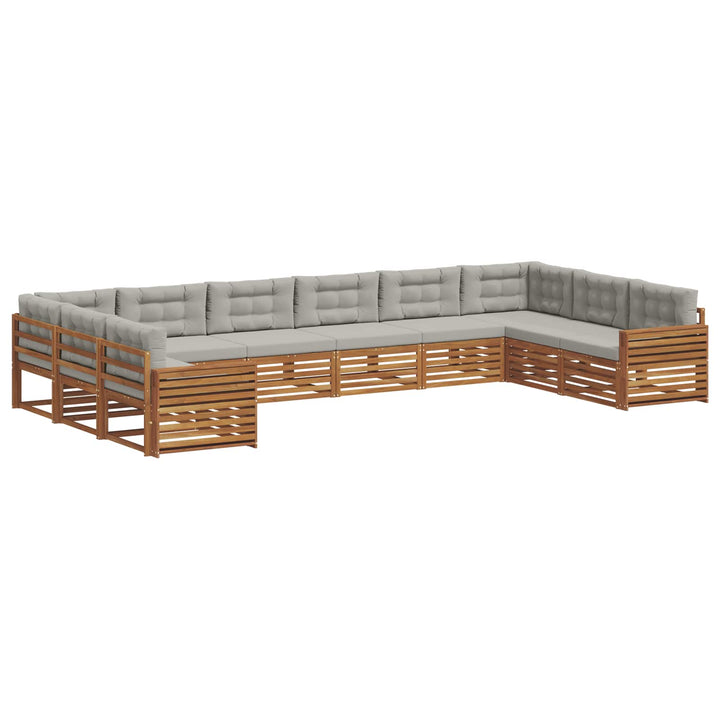 Sofasæt med pude 9 pcs Naturlig og Lys Grå Massivt Akacietræ