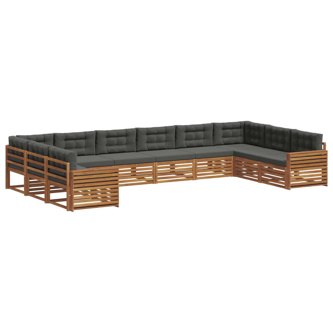 Sofasæt med pude 6 pcs Naturlig og Antracit Massivt Akacietræ