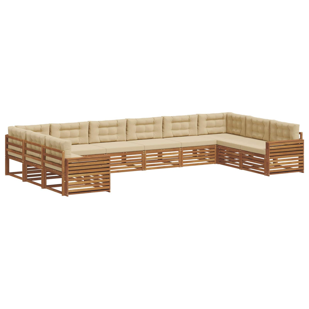Sofasæt med pude 7 pcs Naturlig og Beige Massivt Akacietræ