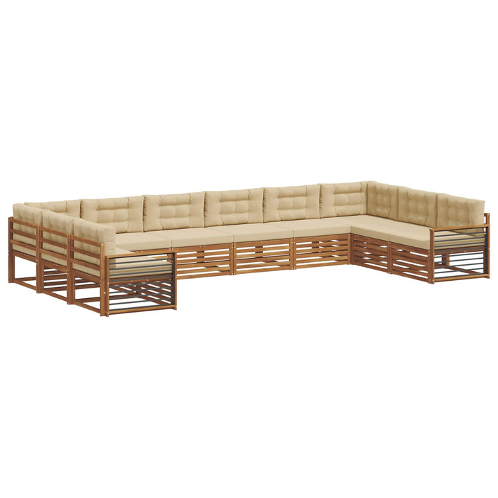Sofasæt med pude 10 pcs Naturlig og Beige Massivt Akacietræ