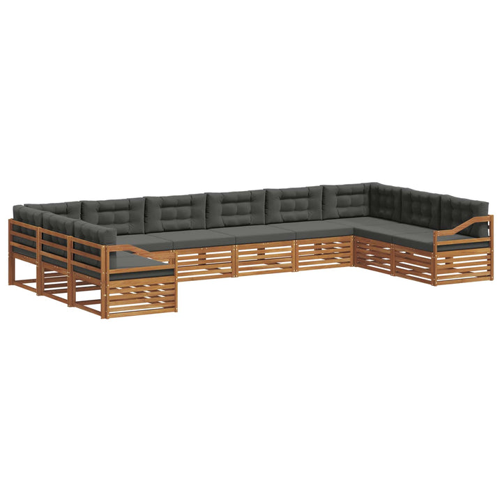 Sofasæt med pude 10 pcs Naturlig og Antracit Massivt Akacietræ