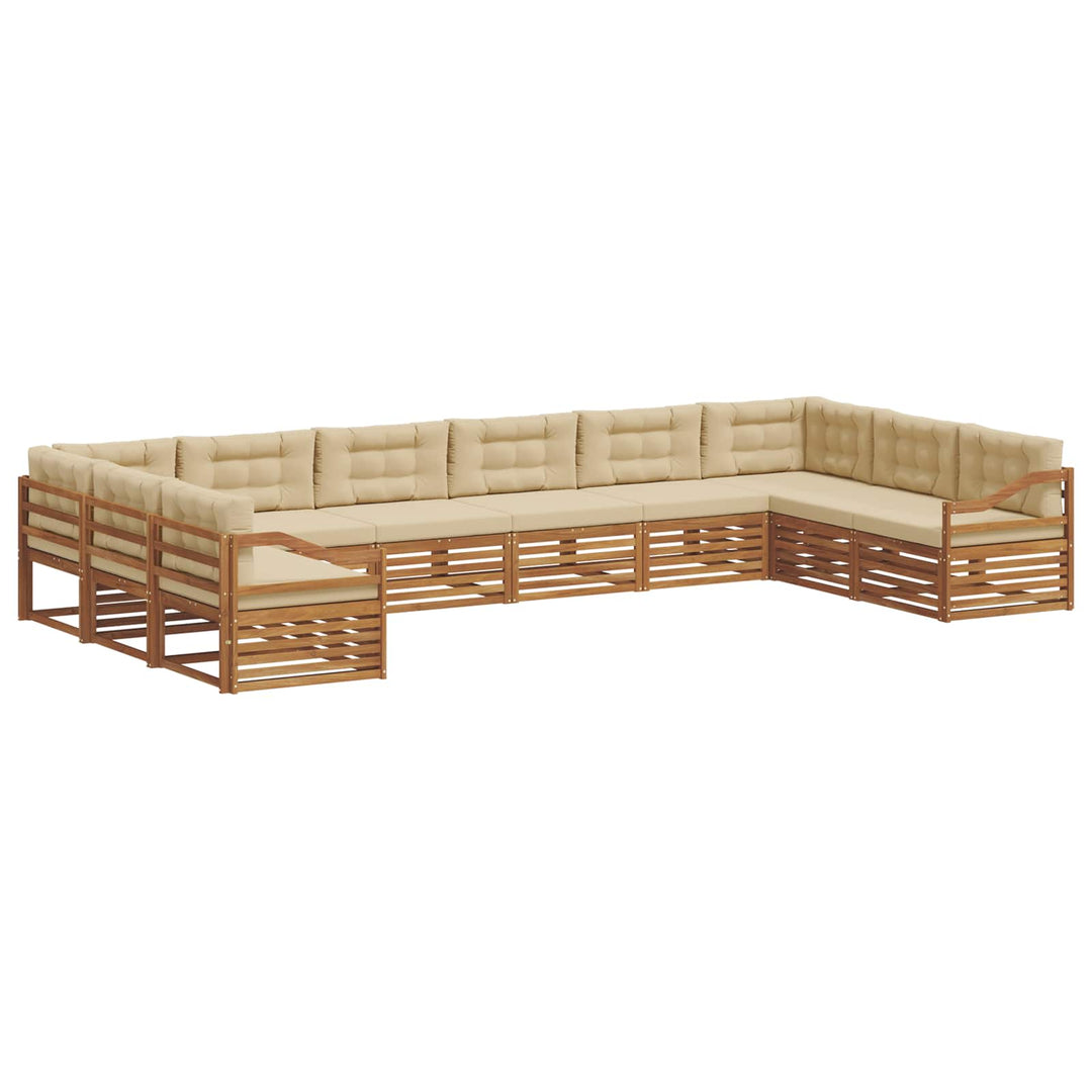 Sofasæt med pude 10 pcs Naturlig og Beige Massivt Akacietræ