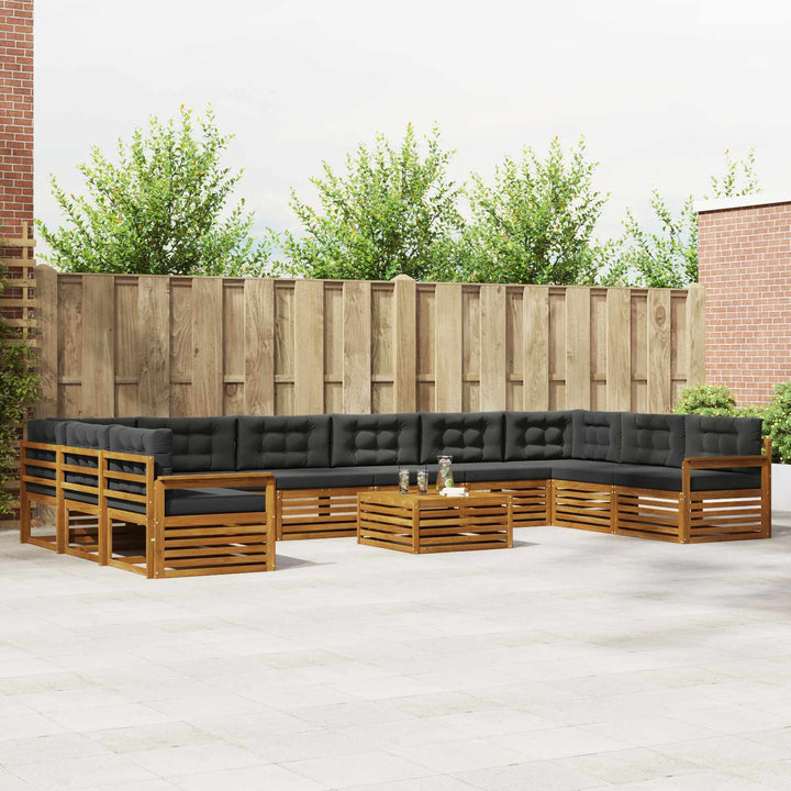 Sofasæt 11 pcs Naturlig og Antracit Massivt Akacietræ