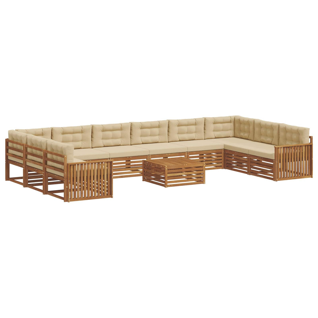 Sofasæt med pude 11 pcs Naturlig og Beige Massivt Akacietræ