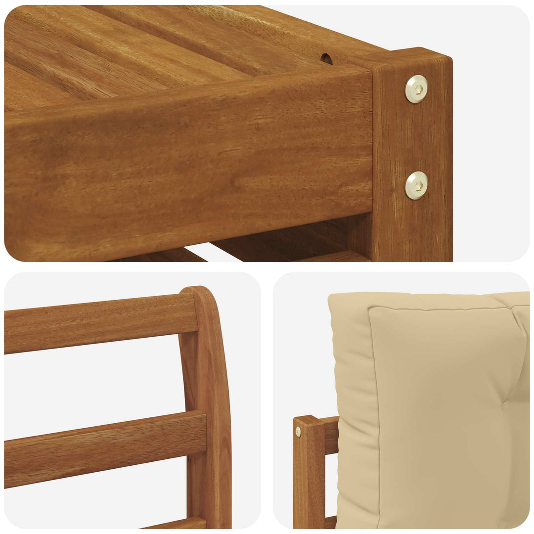 Sofasæt med pude 11 pcs Naturlig og Beige Massivt Akacietræ