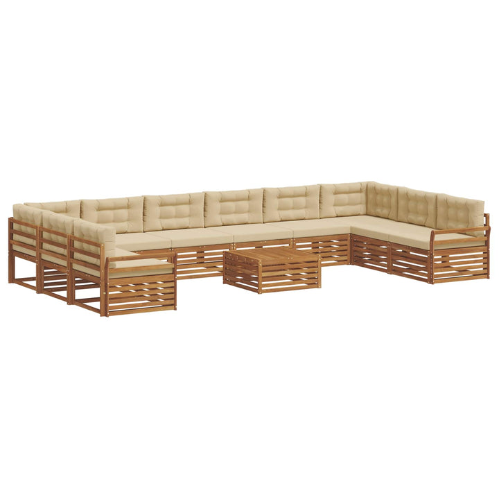 Sofasæt med pude 11 pcs Naturlig og Beige Massivt Akacietræ