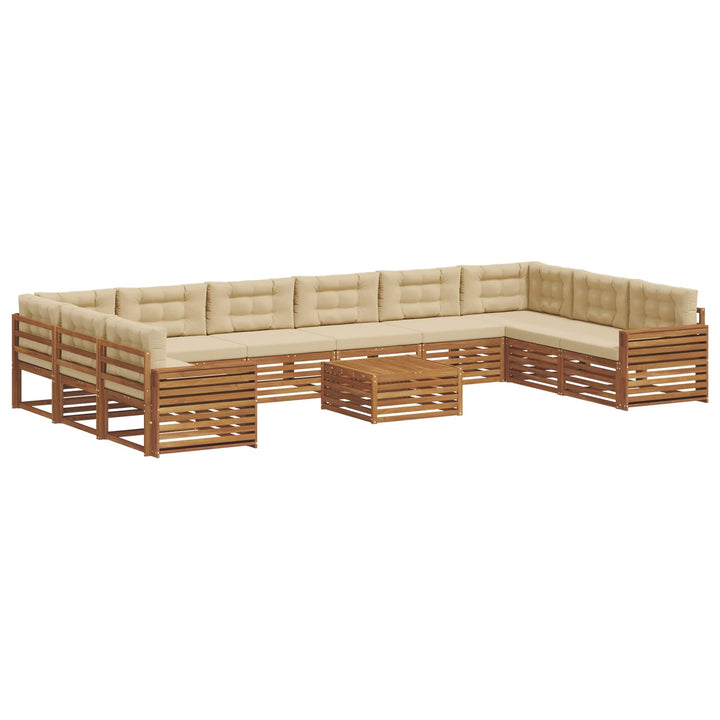 Sofasæt med pude 11 pcs Naturlig og Beige Massivt Akacietræ