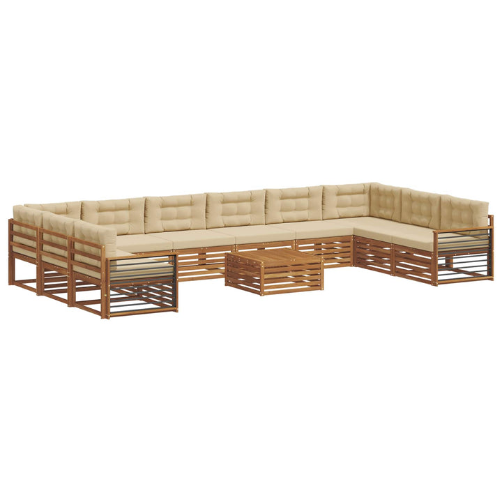 Sofasæt med pude 11 pcs Naturlig og Beige Massivt Akacietræ