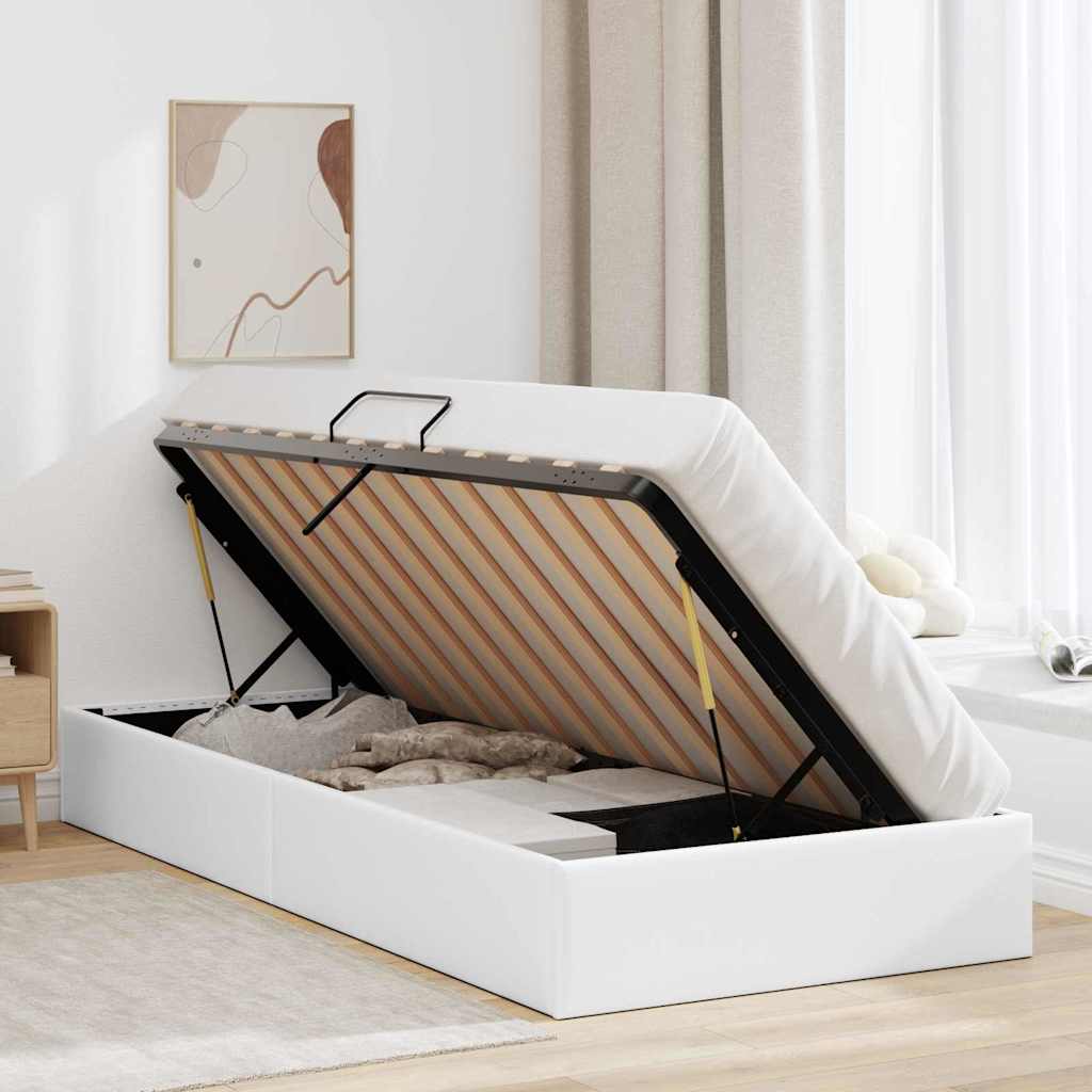 Opbevaringsseng Hvid 100 x 203 cm Kunstlæder