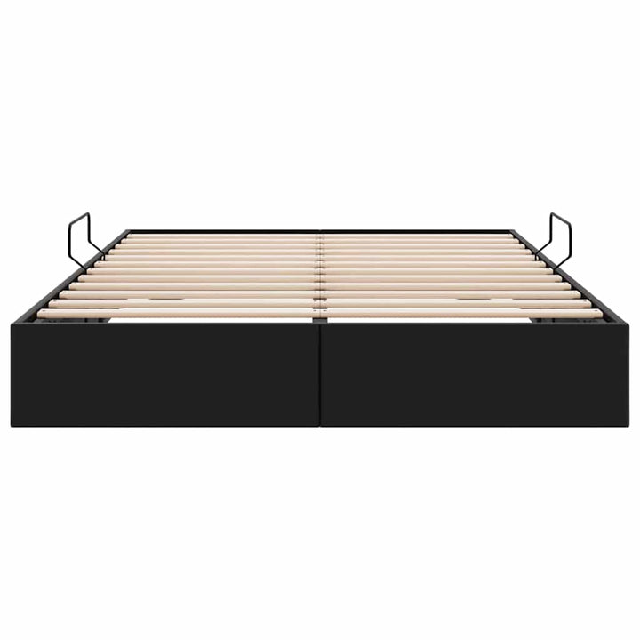 Opbevaringsseng med opbevaring Sort 137 x 190 cm Kunstlæder