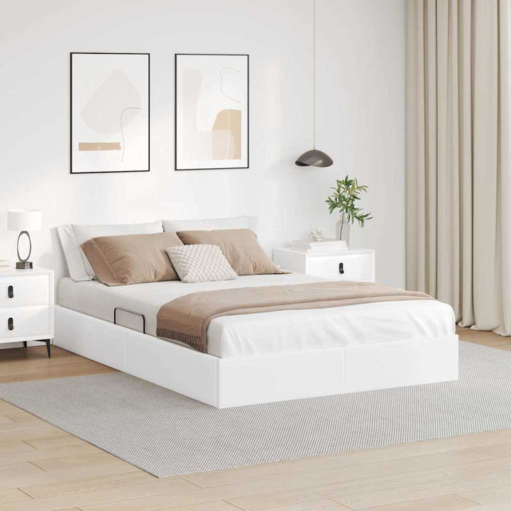 Opbevaringsseng med opbevaring Ren Hvid 137 x 190 cm Kunstlæder