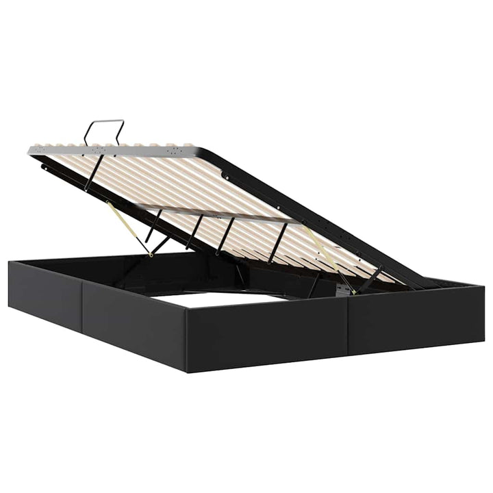Opbevaringsseng med opbevaring Sort 153 x 203 cm Kunstlæder