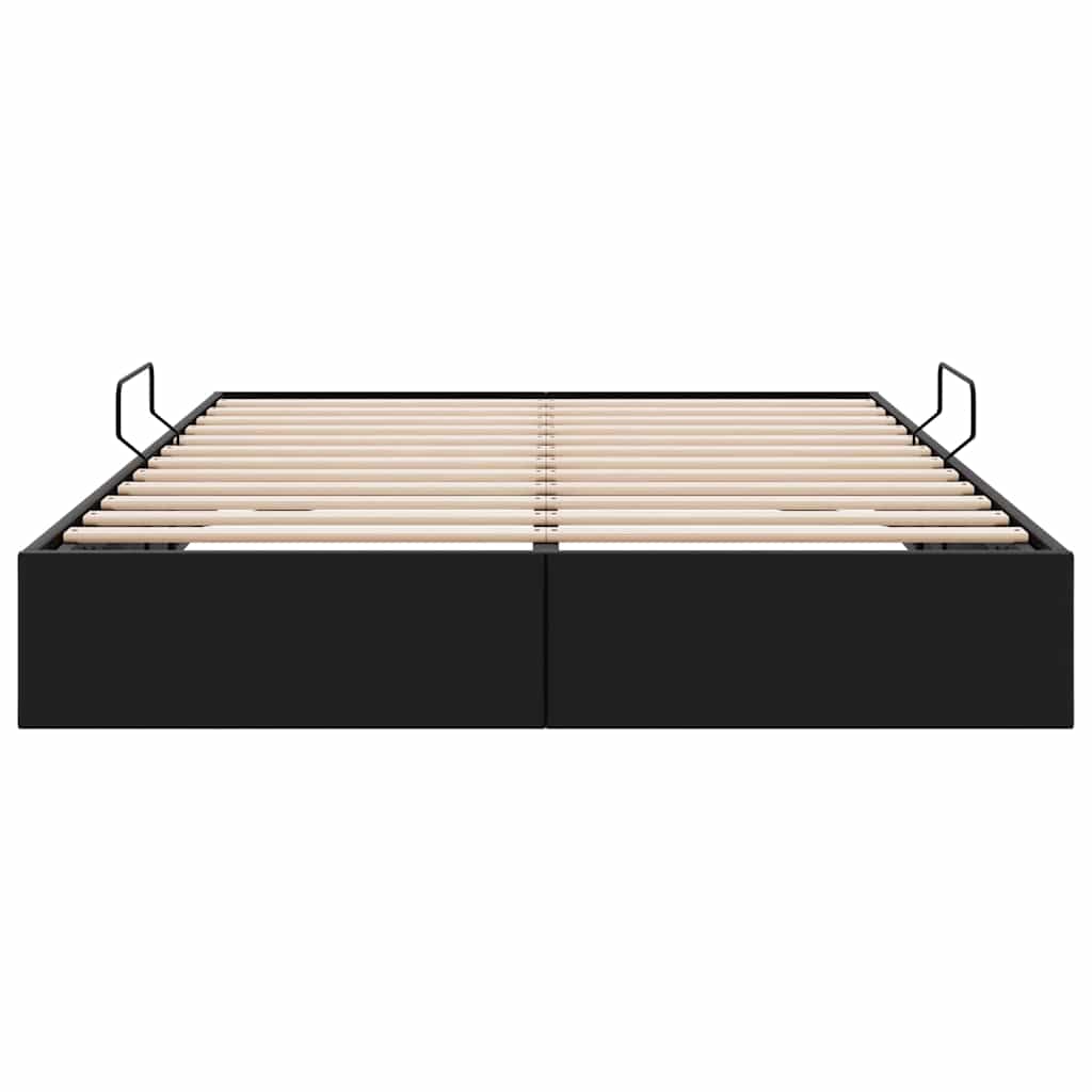 Opbevaringsseng med opbevaring Sort 153 x 203 cm Kunstlæder