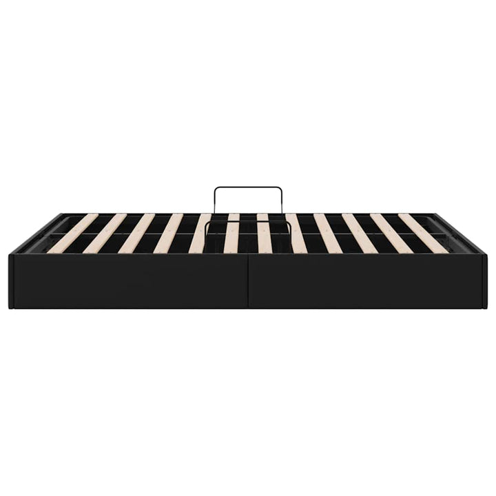 Opbevaringsseng med opbevaring Sort 153 x 203 cm Kunstlæder
