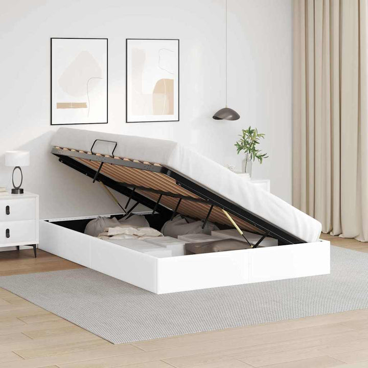 Opbevaringsseng med opbevaring Ren Hvid 153 x 203 cm Kunstlæder