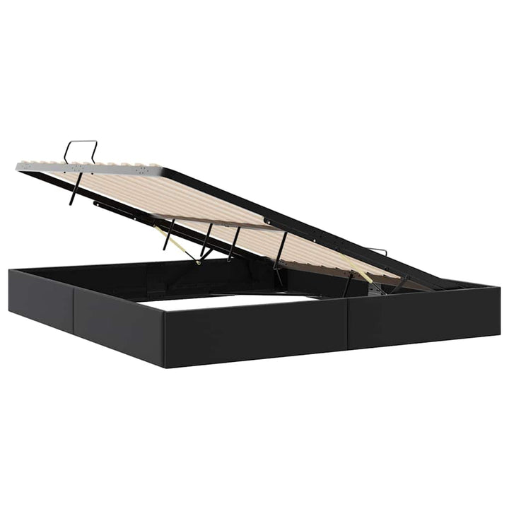 Opbevaringsseng med opbevaring Sort 193 x 203 cm Kunstlæder