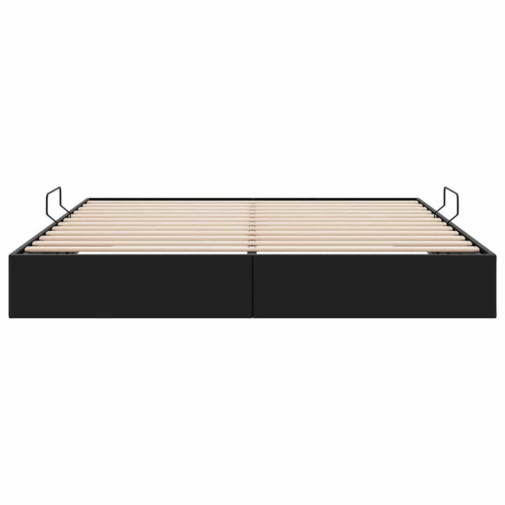Opbevaringsseng med opbevaring Sort 193 x 203 cm Kunstlæder