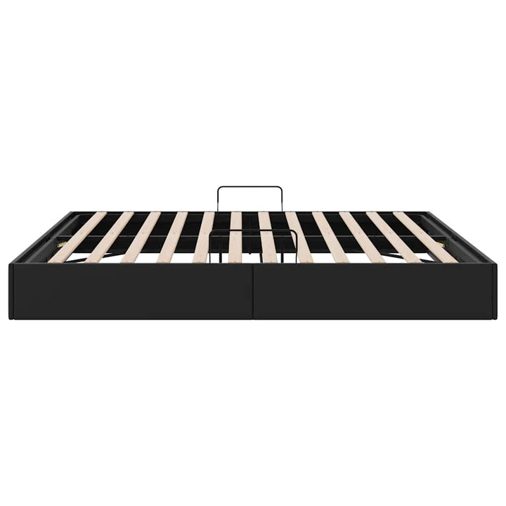 Opbevaringsseng med opbevaring Sort 193 x 203 cm Kunstlæder