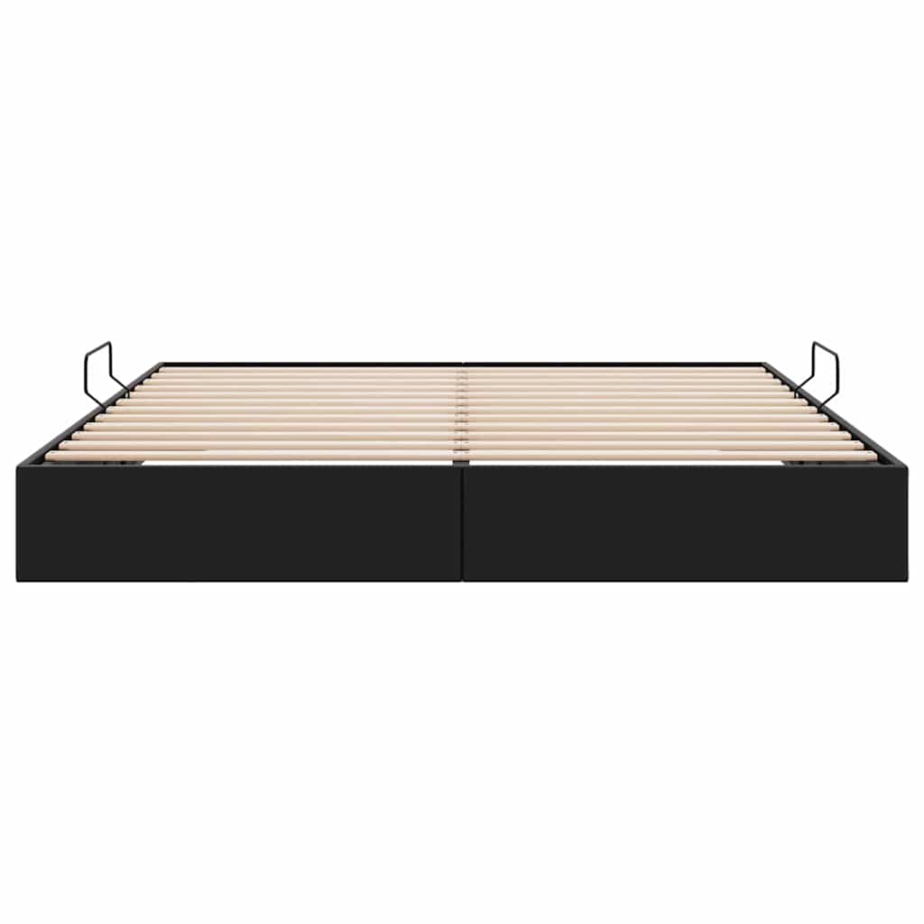 Opbevaringsseng med opbevaring Sort 183 x 213 cm Kunstlæder