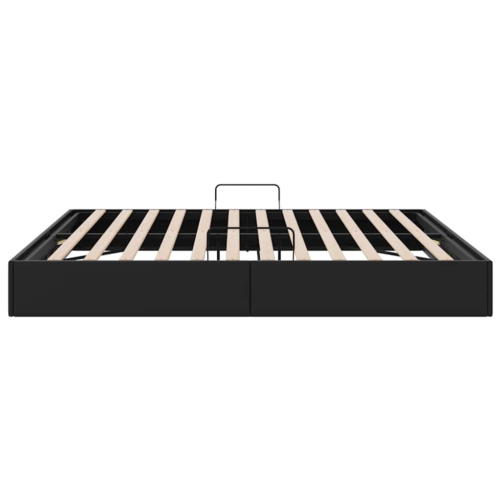 Opbevaringsseng med opbevaring Sort 183 x 213 cm Kunstlæder