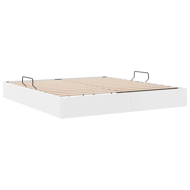 Opbevaringsseng med madras Ren Hvid 183 x 213 cm Kunstlæder