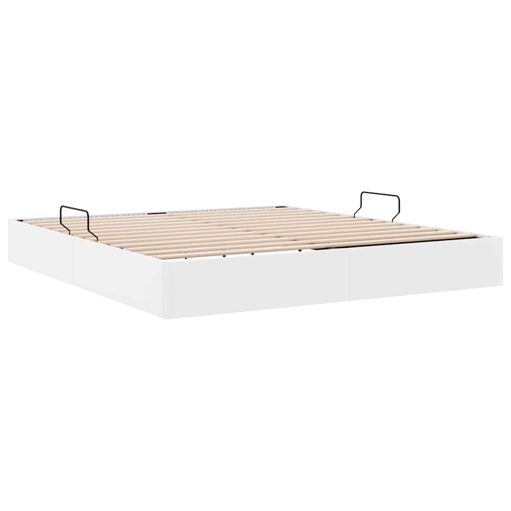 Opbevaringsseng med madras Ren Hvid 183 x 213 cm Kunstlæder