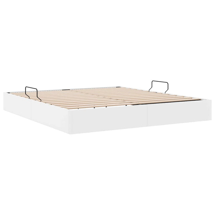 Opbevaringsseng med madras Ren Hvid 183 x 213 cm Kunstlæder