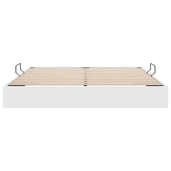 Opbevaringsseng med madras Ren Hvid 183 x 213 cm Kunstlæder