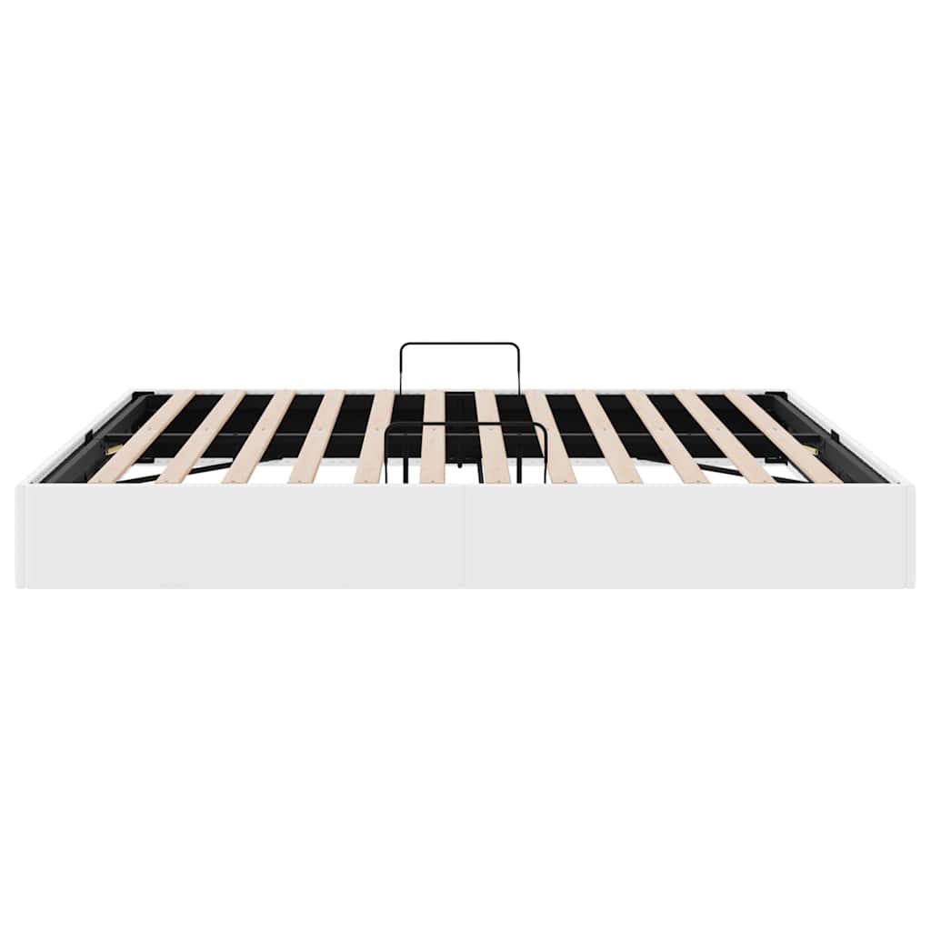Opbevaringsseng med madras Ren Hvid 183 x 213 cm Kunstlæder