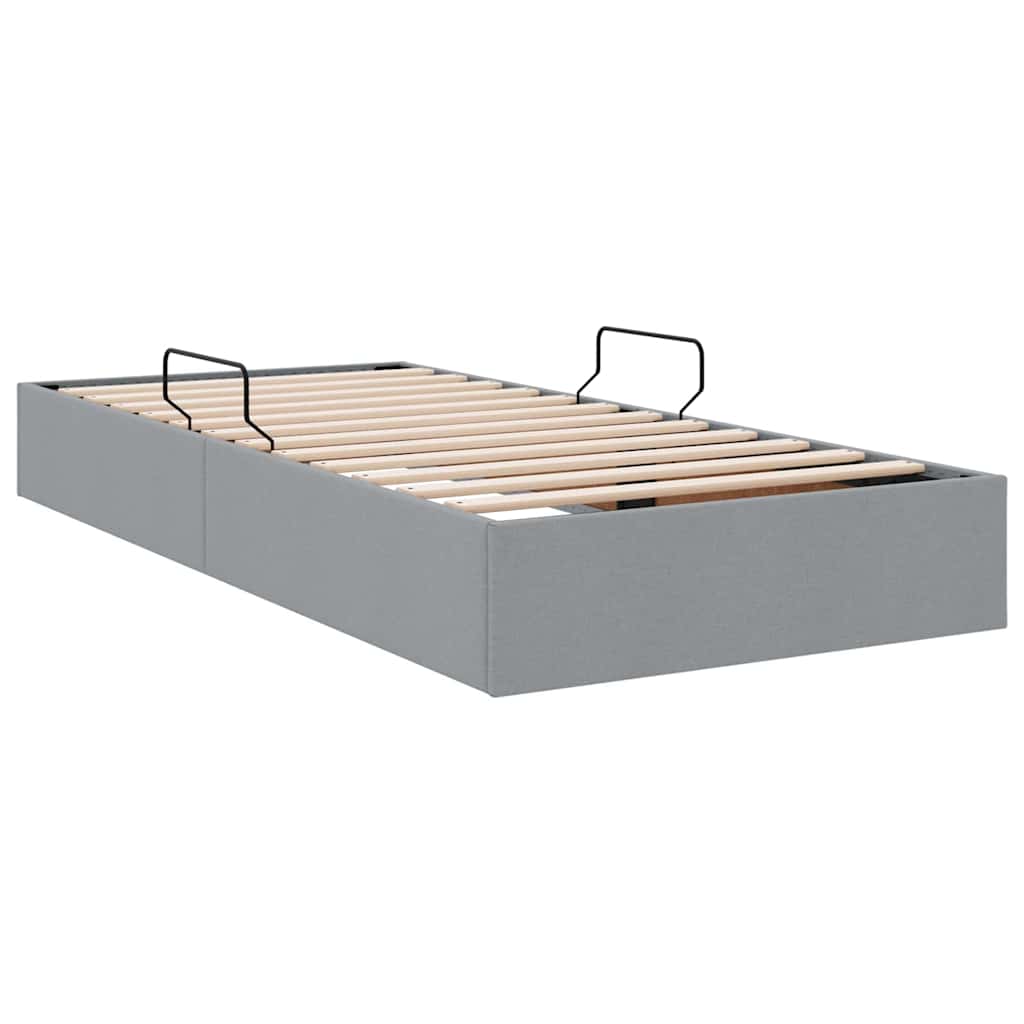 Opbevaringsseng med opbevaring Lysegrå 90 x 190 cm Stof